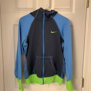 Nike Neon gray & blue thermafit zip up hoodie